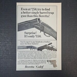1966 JL Galef & Son‎ Beretta Monte Carlo Vintage Print Ad Shotgun Pistol Hunting